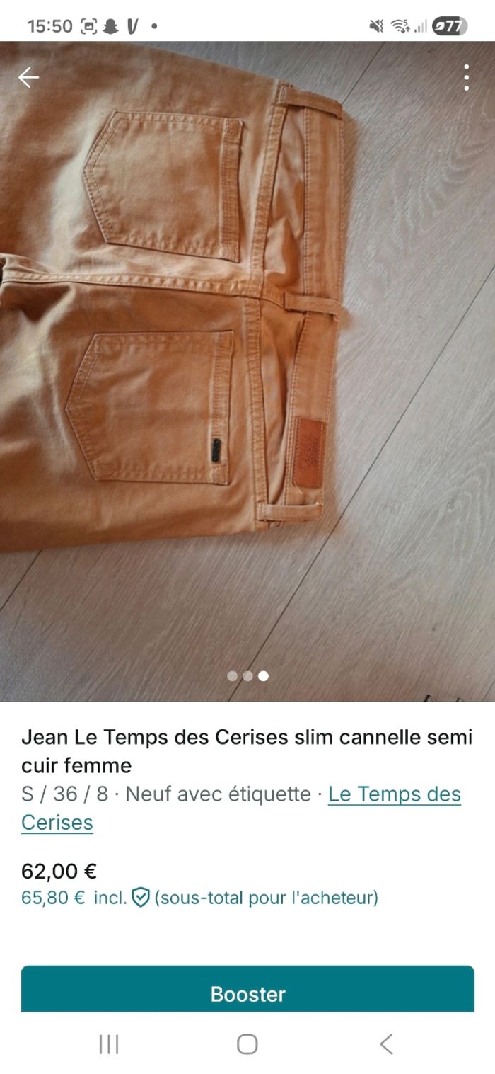 Jean le temps des Cerises slim cannelle semi cuir - photo numéro 3
