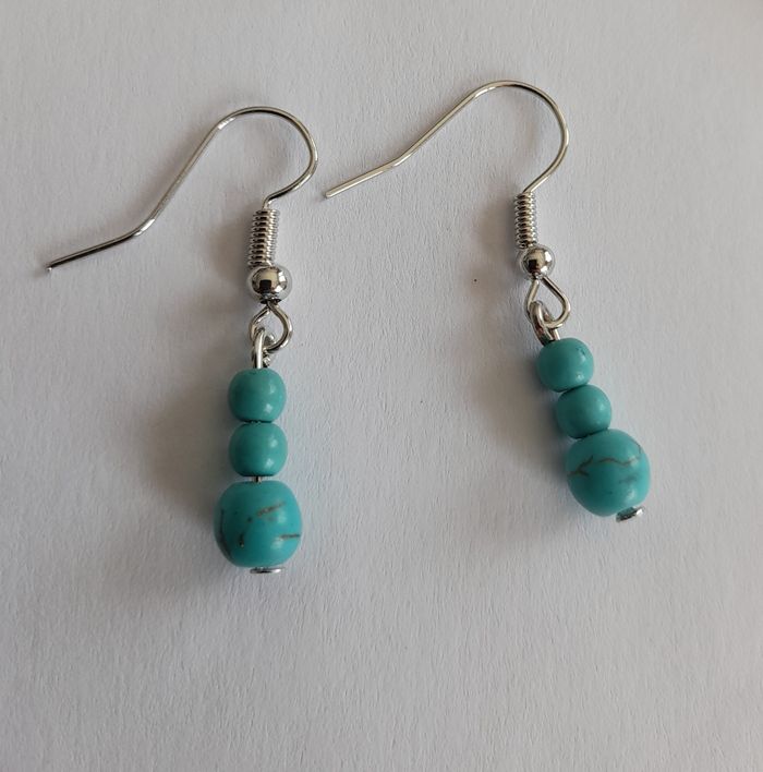 Boucles d'oreilles pierres naturelles Turquoise - photo numéro 5