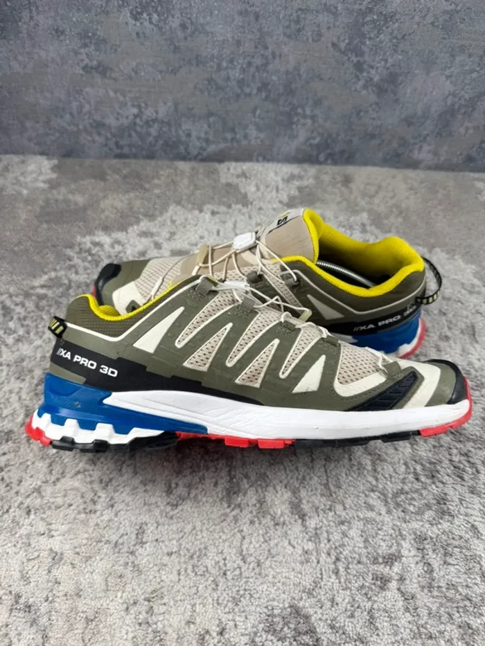 Salomon XA Pro 3D V9 - Beige & Multicolor - Blue & Yellow & Red - photo numéro 6
