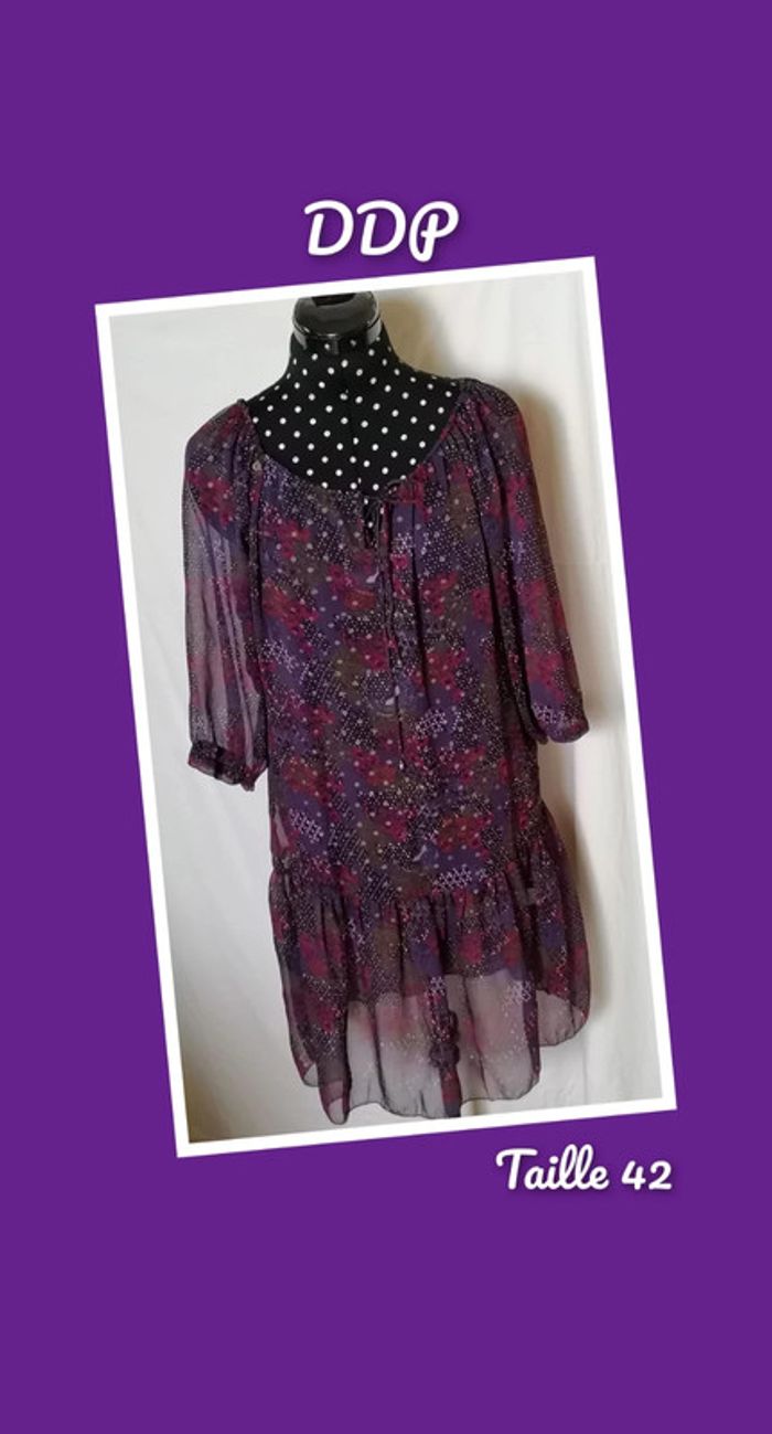 Robe d'été plage transparent violet bordeaux DDP