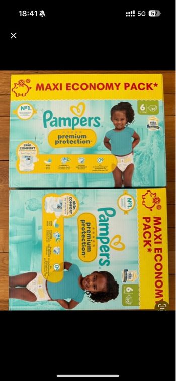2 cartons de couches Pampers taille 6