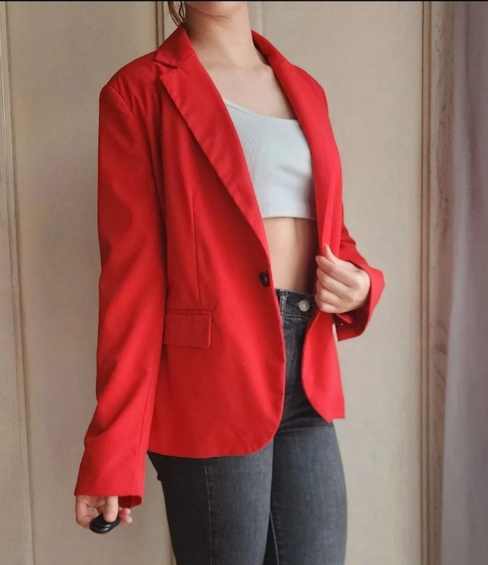 Blazer rouge droit Zara - photo numéro 3