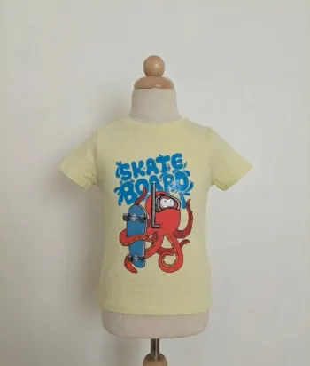 T-shirt jaune motif Poulpe Skateur - Kiabi - 6 ans (114-119cm)