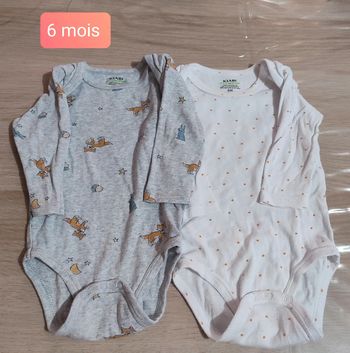 Lot bodies manches longues 6 mois