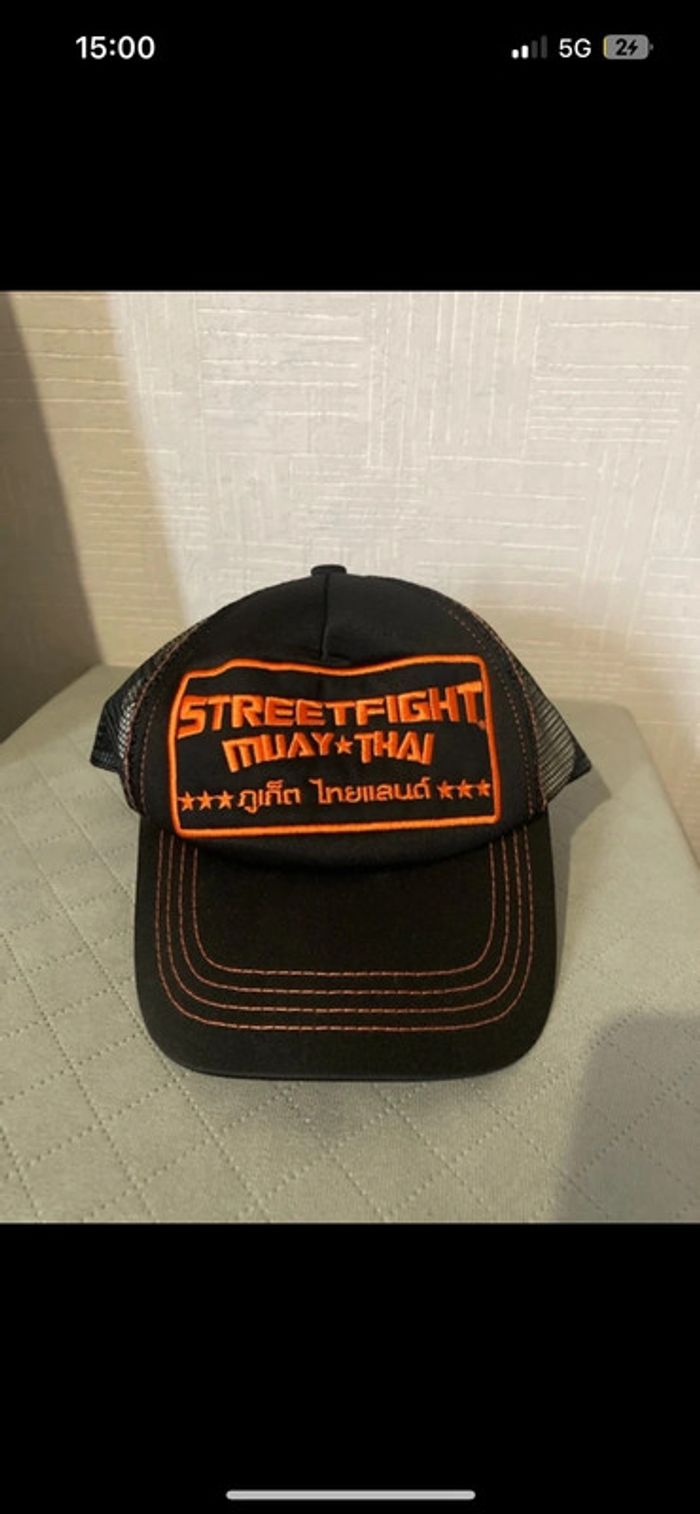 Casquette filet Street fight Muay Thai noir orange