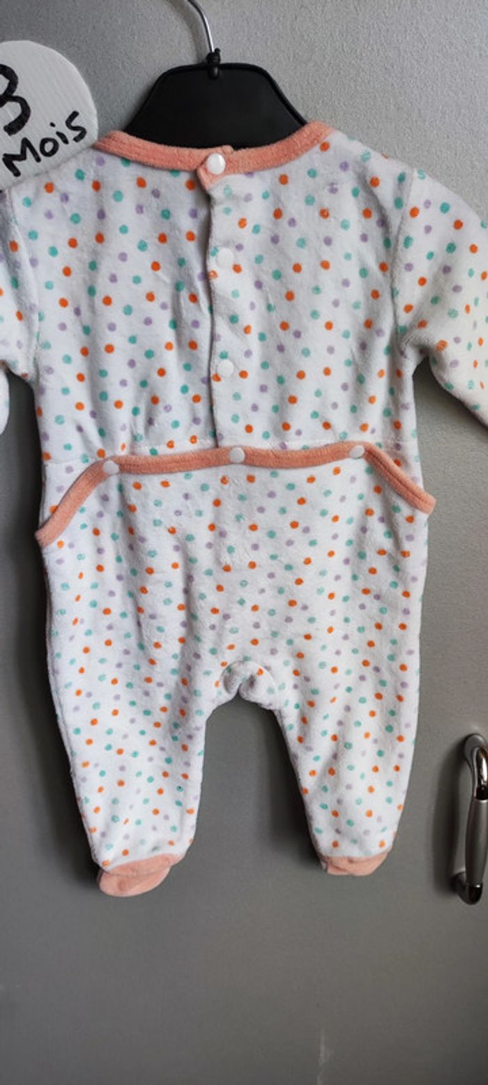 Pyjama ourson blanc et pois coloré 3 mois - photo numéro 7