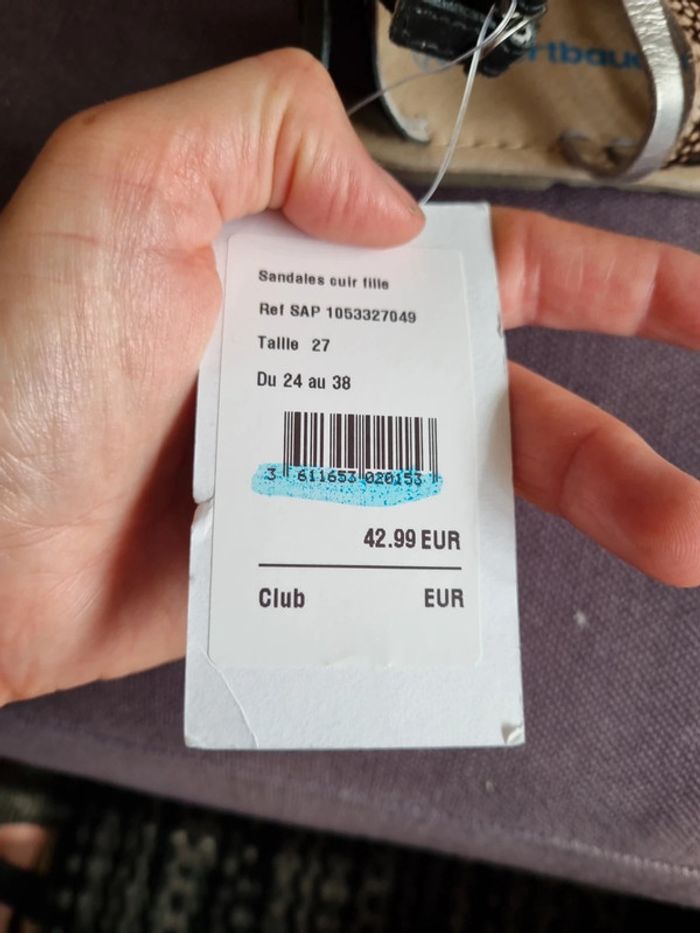 Sandales Vertbaudet neuves cuir taille 27 - photo numéro 7