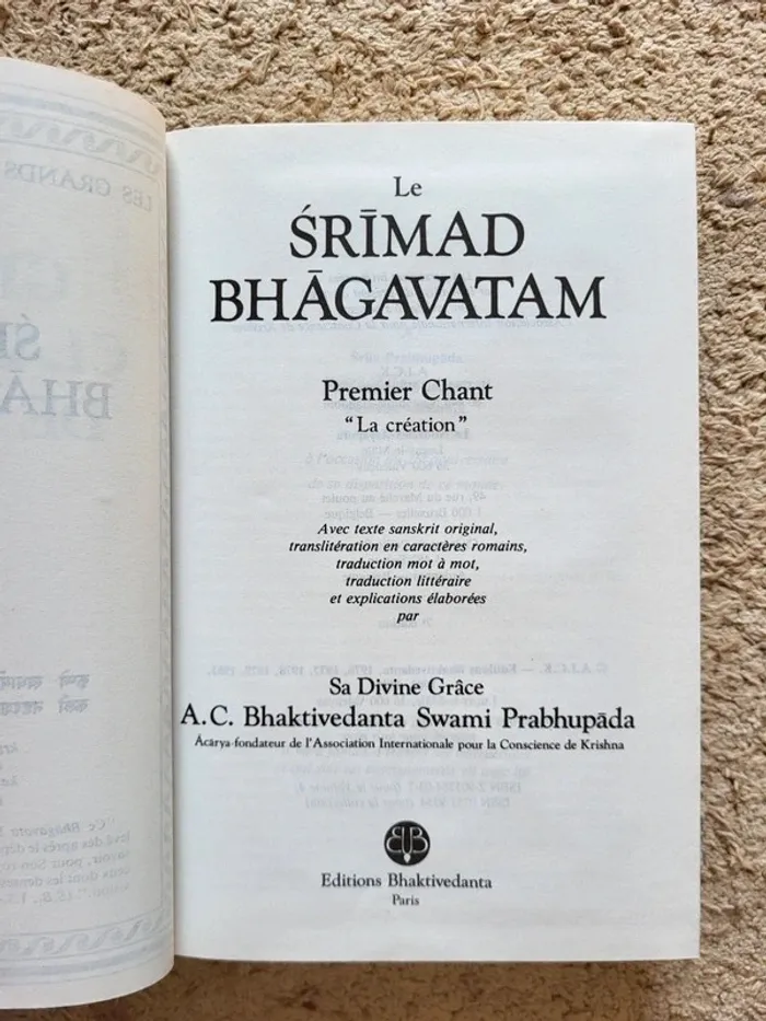 Livre rare, texte sacré indien, Le Śrimad Bhāgavatam Premier chant "La création" - photo numéro 6