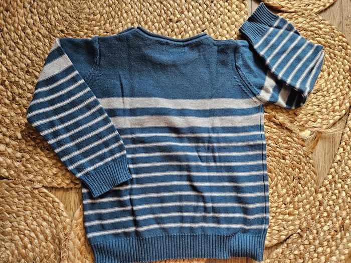 Pull col rond rayé bleu et gris In Extenso 2 ans - photo numéro 5