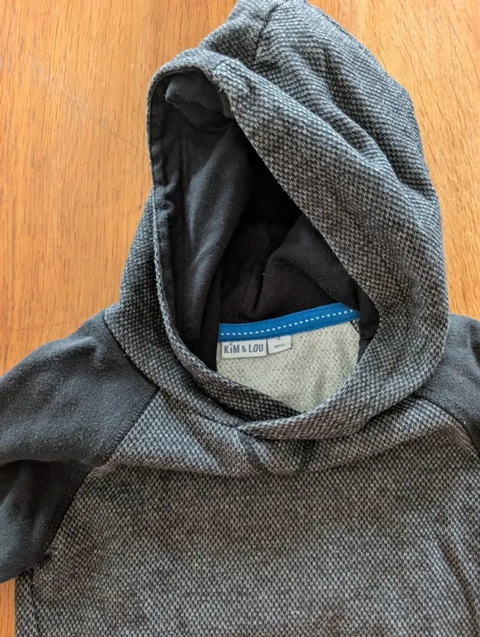 Sweat à capuche garçon 4 ans noir - photo numéro 2