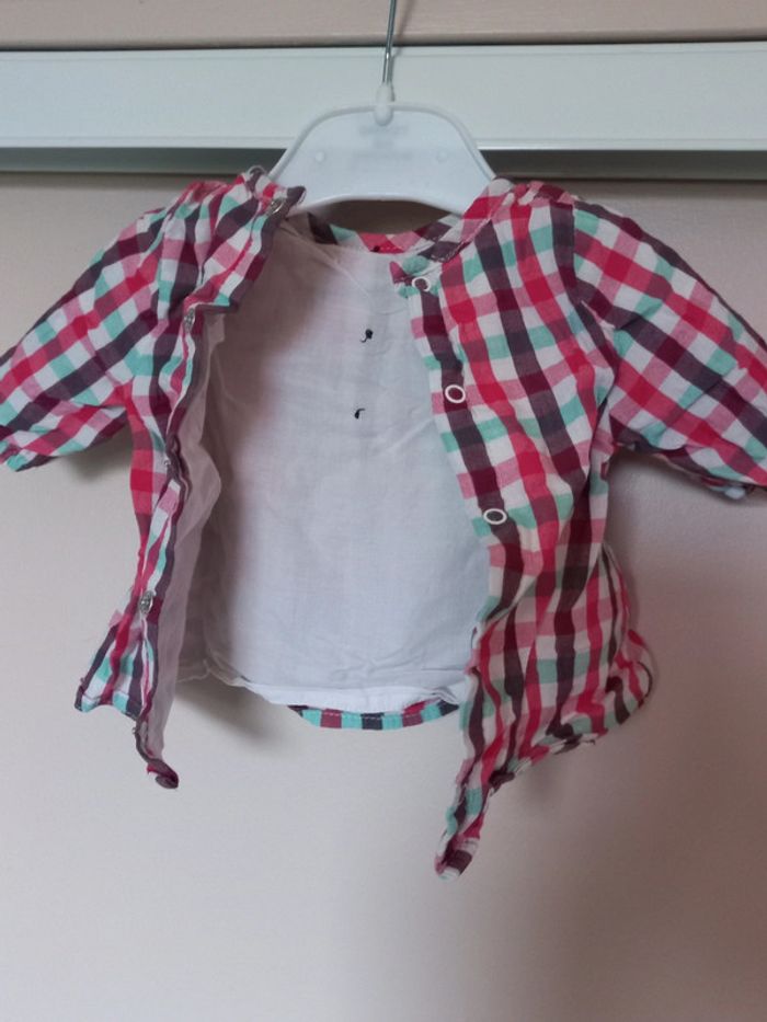 Blouse manches 3/4 à carreaux kitchoun 1 mois - photo numéro 2