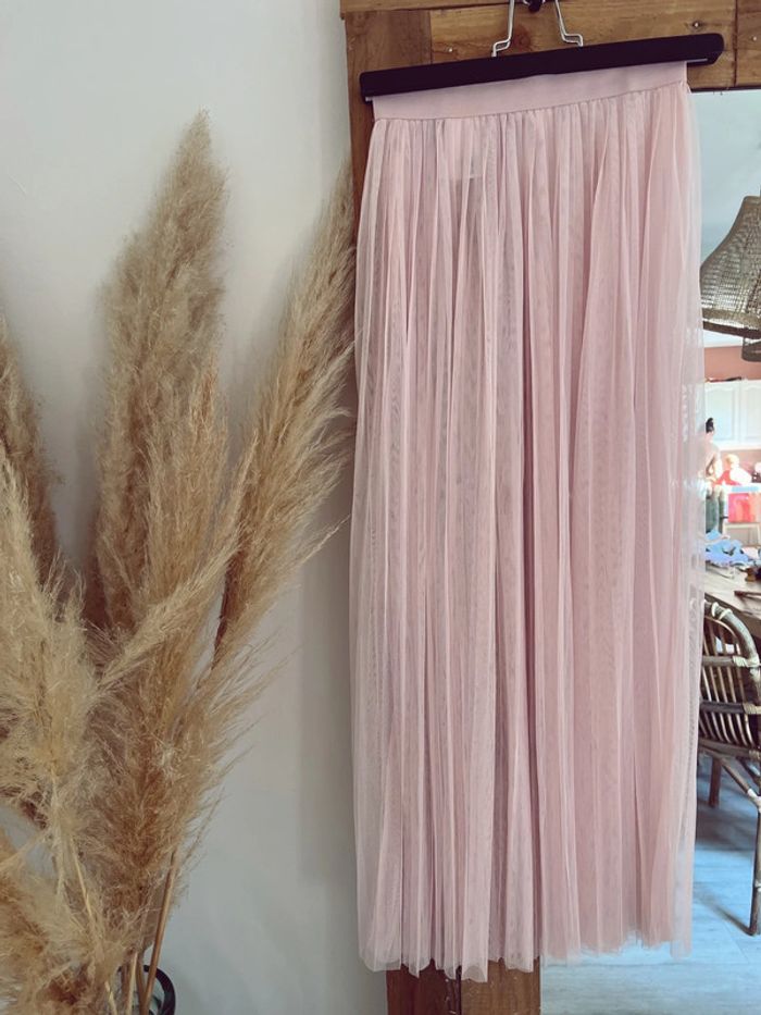 Jupe longue en tulle rose pale h&m coachella - photo numéro 2