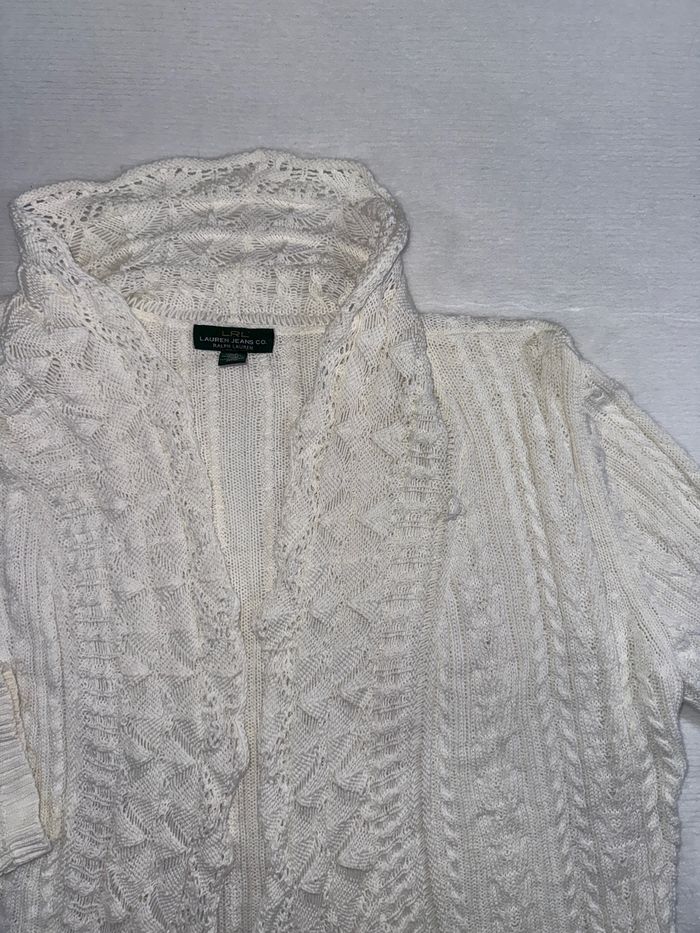 Cardigan en maille blanc taille L - Ralph Lauren Jeans Co - Gilet à torsades chic femme - photo numéro 4