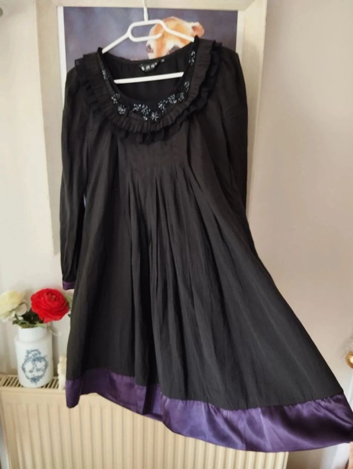 💕Robe Évasée Satin,Froufrous & Sequins T34/36💕 - photo numéro 17
