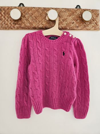 Pull Polo Ralph Lauren rose fuchsia laine cachemire 4 ans