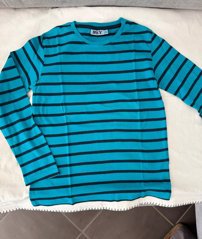 Lot 3 tee shirt rayés manches longues 10 ans - photo numéro 2