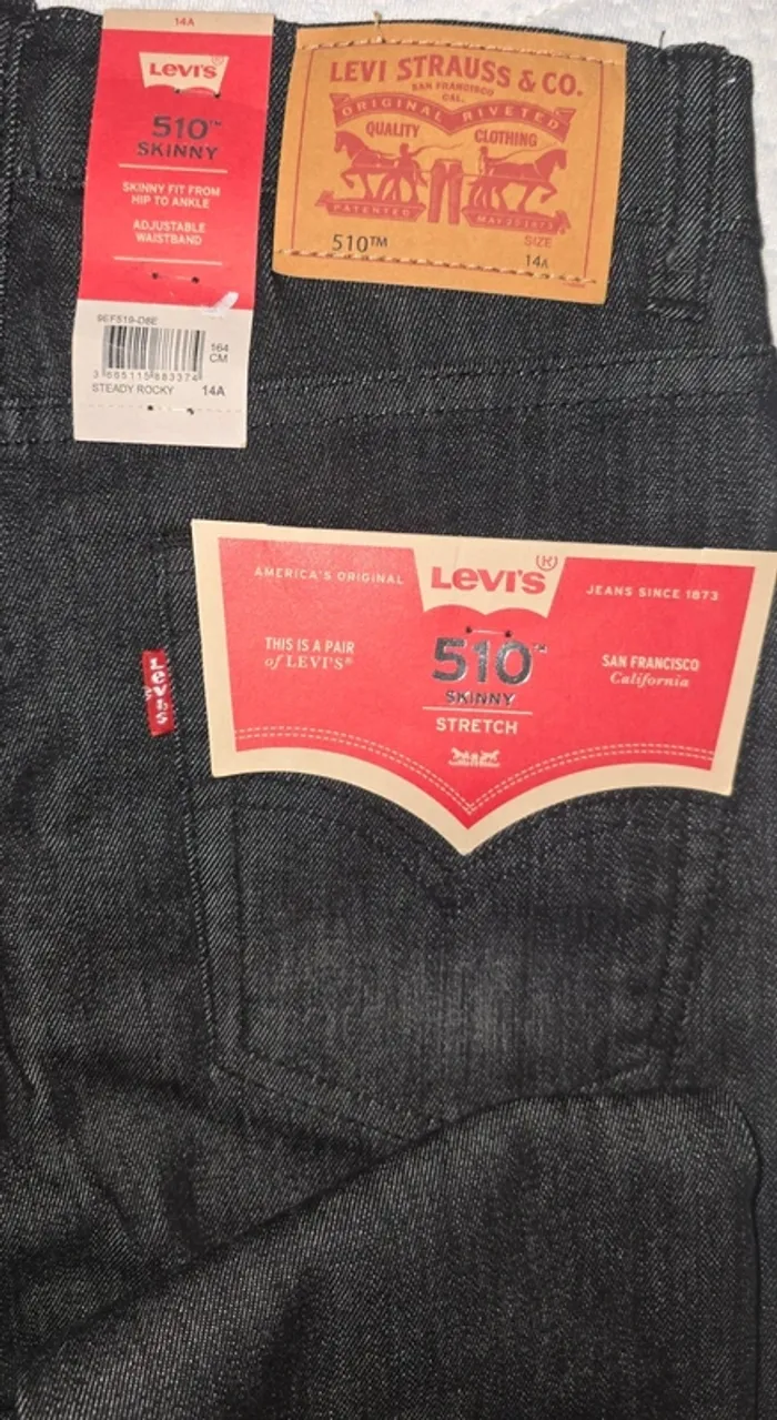 Jean Levi's noir, 510 Skinny, neuf, 14 ans - photo numéro 3