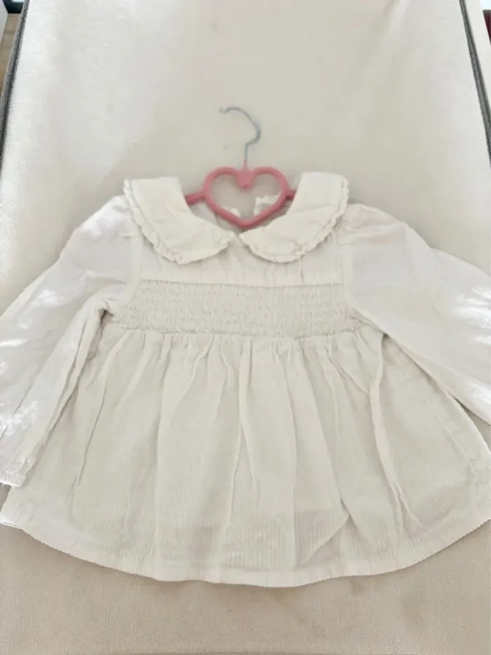Blouse blanche bébé fille taille 9-12mois