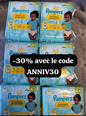 Six pack de couches Pampers taille 6 premium 