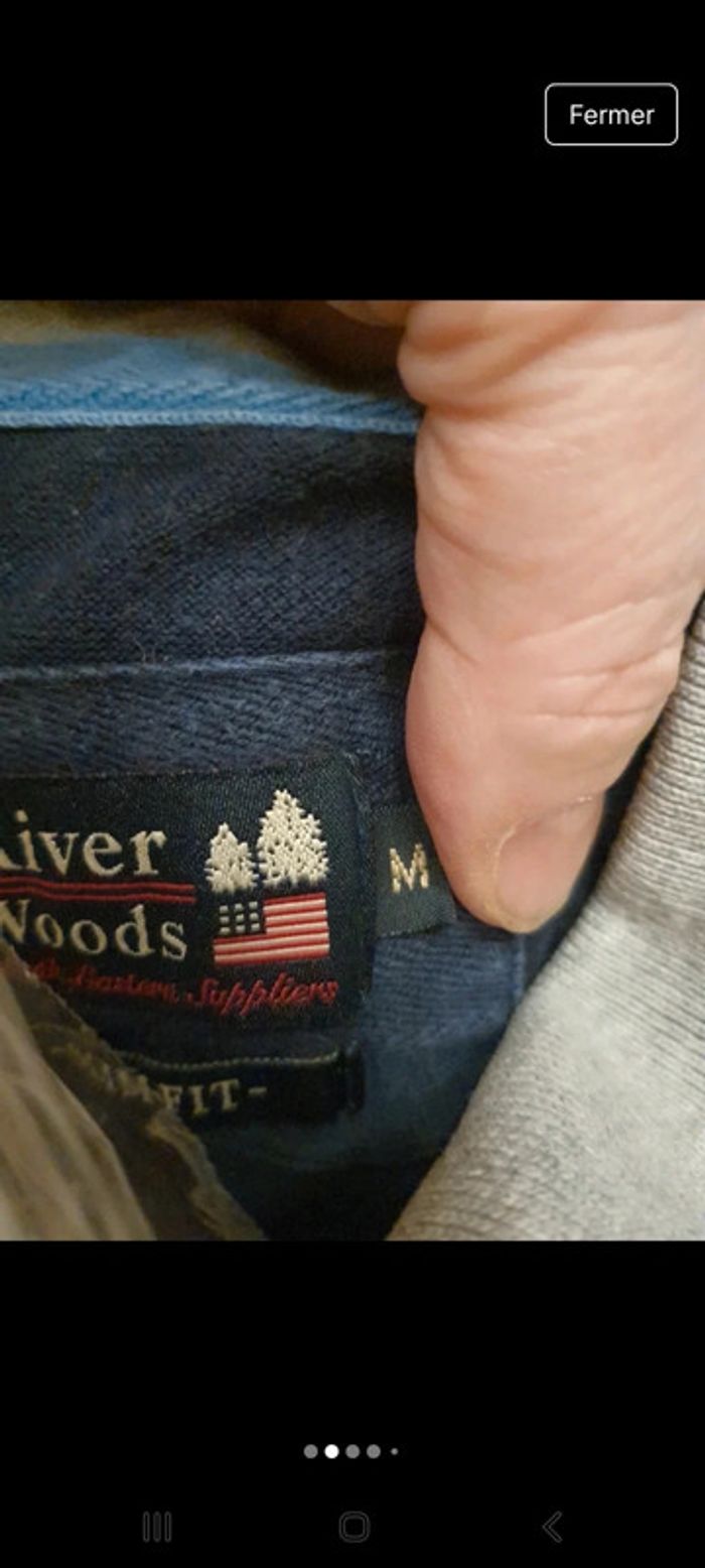 Polo River Woods Grise et bleu slim fit taille M - photo numéro 2