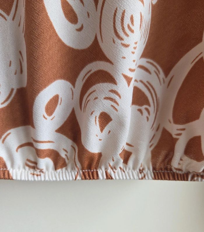 Chemisier imprimé abstrait marron et blanc Versia - taille XS - photo numéro 5