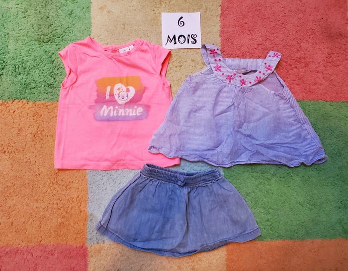 Ensemble 2 tee-shirts + 1 jupe jean - 6 mois- TBE - DISNEY