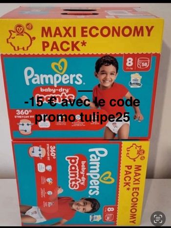 Deux maxi économique couche Pampers taille 8
