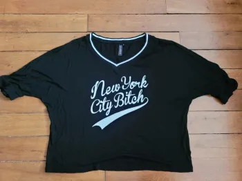 Tee-shirt Noir Manches 3/4 - Rainbow - NewYork City Bitch