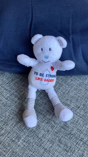 Doudou ourson blanc à pois - To be strong Like Daddy - Tape à l’œil