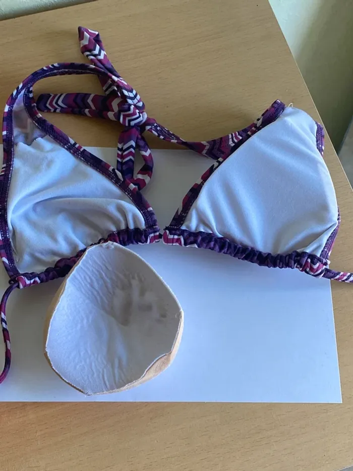 Maillot de bain 2 pièce imprimé blanc violet - photo numéro 5