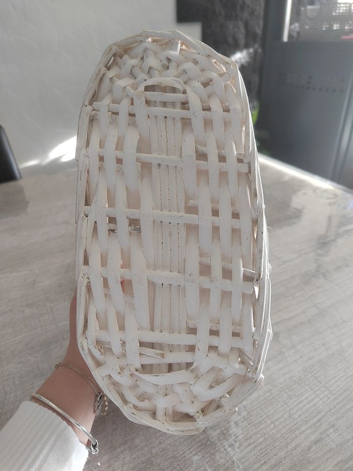 Panière de rangement en osier blanc vieilli – style déco & pratique - photo numéro 7