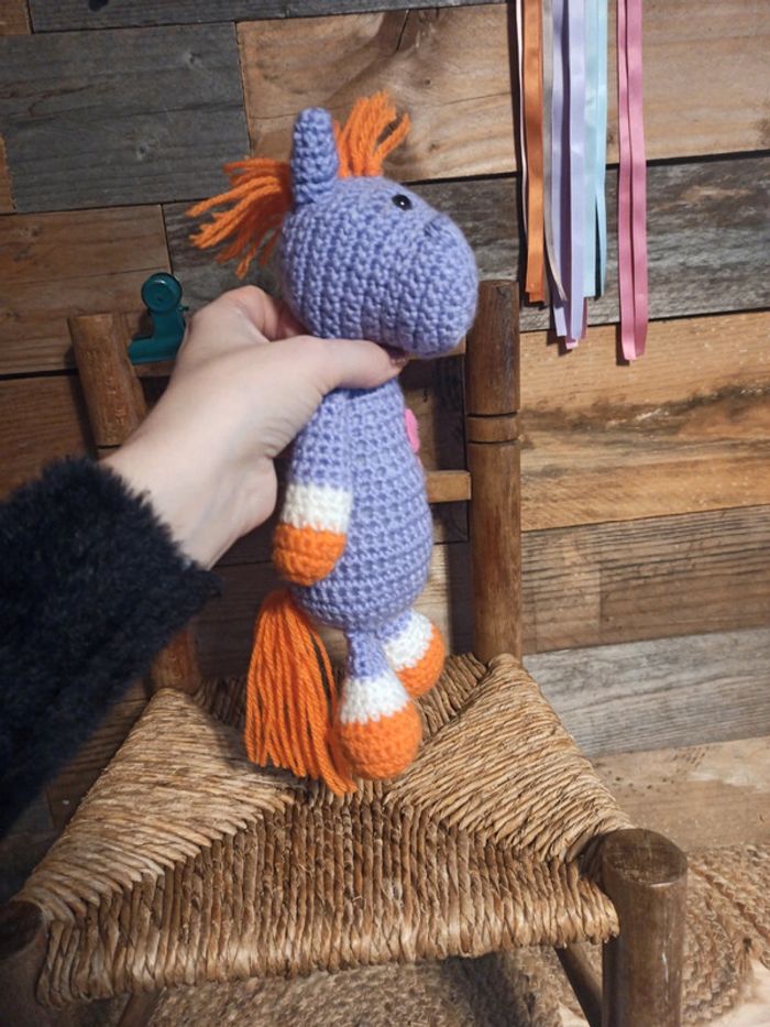 Peluche cheval laine fait main tricot tbe - photo numéro 5