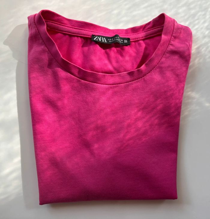 T-shirt femme fille court taille 36/S rose fushia marque Zara - photo numéro 6