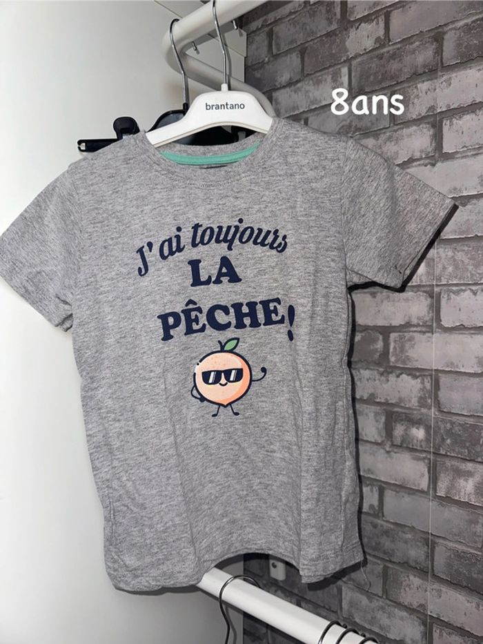 T-shirt gris « j’ai la pêche »