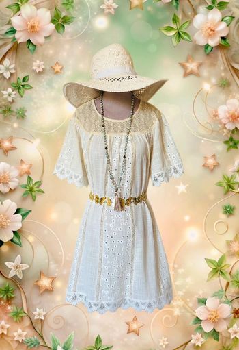 🌸🧚Robe en lin champêtre Bohochic Fairy Cottagecore Whimsical embroidered linen dress🧚🌸
