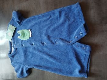 barboteuse combishort garcon grenouille en eponge tex baby 71 cm 9 mois