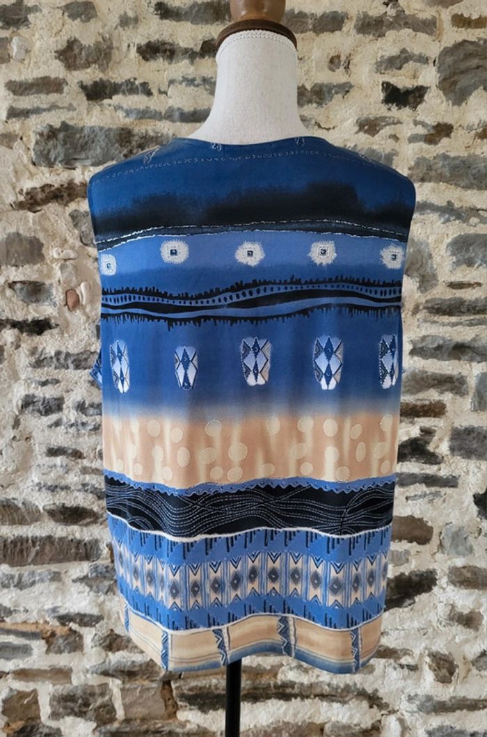 Débardeur à motifs bleu beige irisé Fosby Taille 46 - photo numéro 5