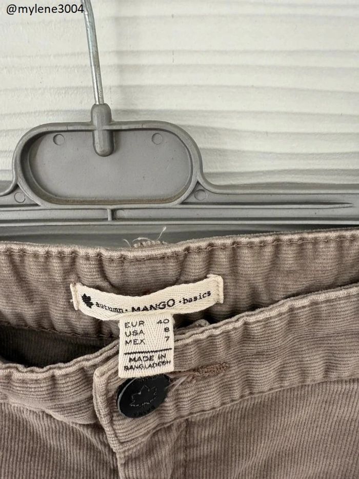 Pantalon slim skinny droit en velours beige gris clair - photo numéro 8