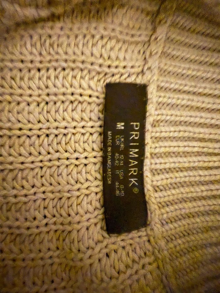 Pull col polo rayé Primark M (40/42) écru marine - photo numéro 3