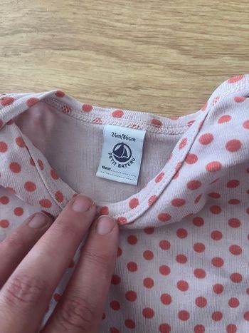 Body fille manche courte à pois rouge petit bateau 24 mois 100%coton 