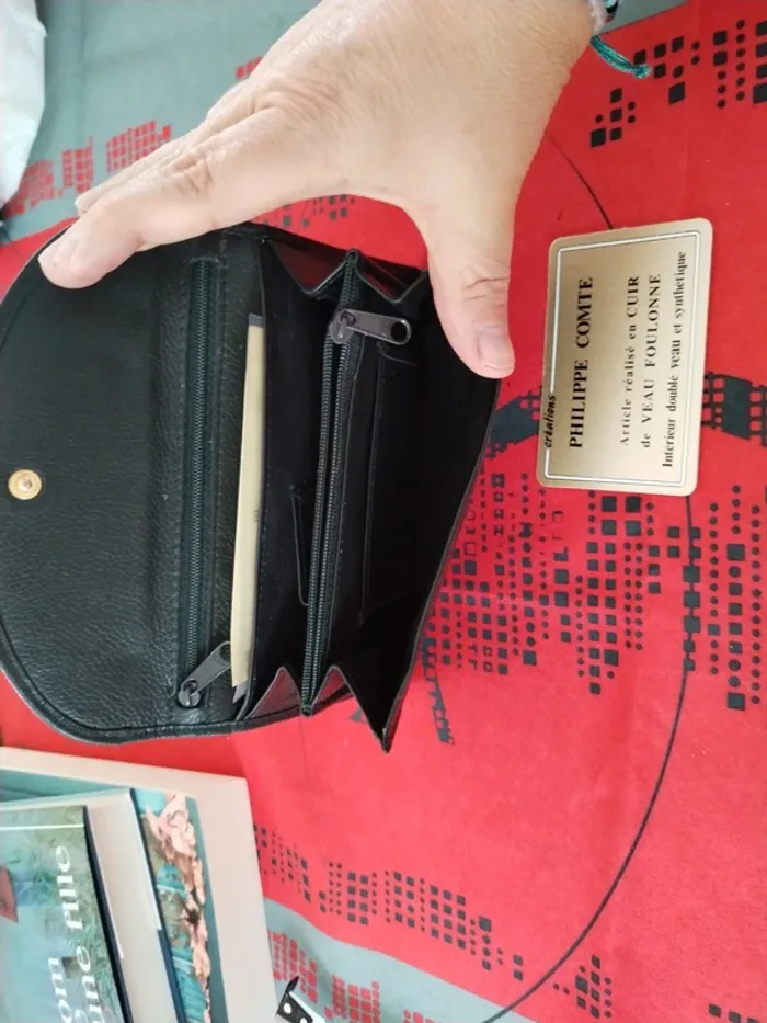 Porte feuille cuir noir - photo numéro 2