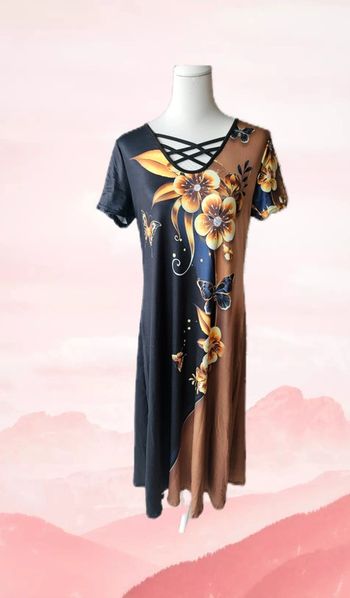 Robe longue fleurie avec son cordage, Boutique indépendante, taille L