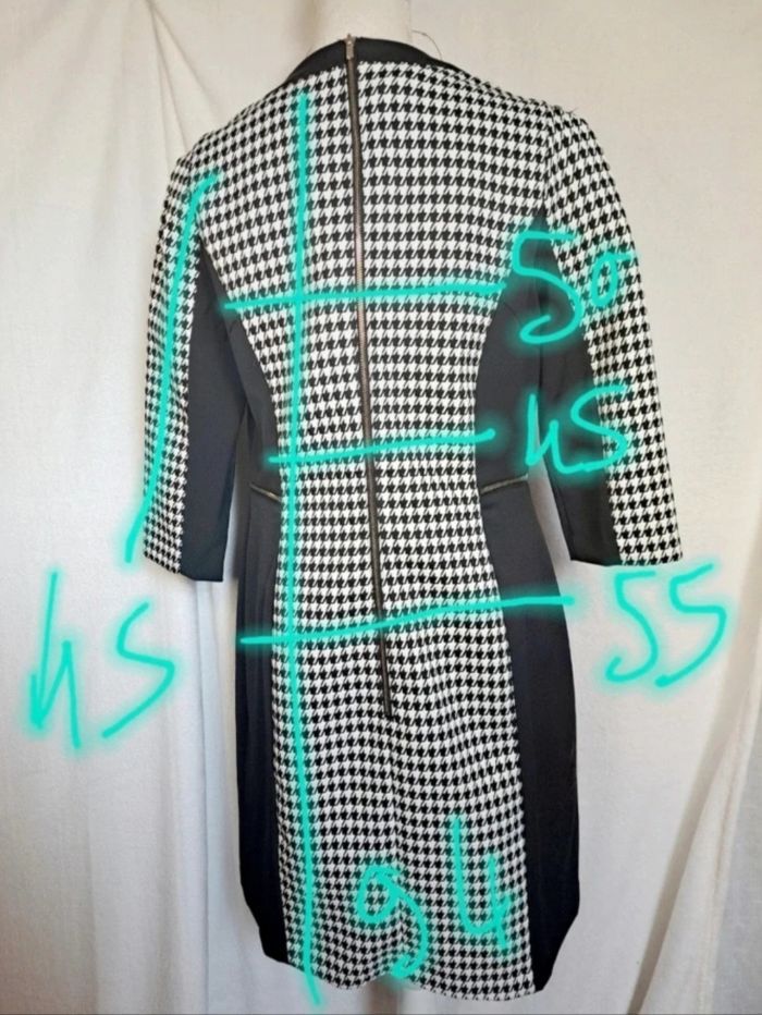 Robe H&M taille 46 pied de poule et noir - photo numéro 3