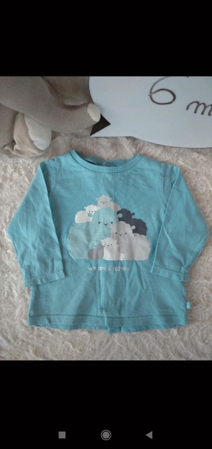 Ensemble (tee shirt manches longues+pantalon jeans) Garçon 6 mois Mouton Family Obaïbi - photo numéro 3