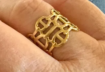 Bague large réglable maillons farandoles cd acier inoxydable or