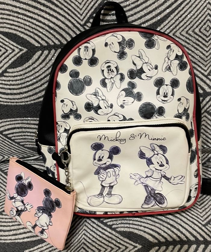 Sac à dos cuir fille femme avec personnages Mickey&minnie
