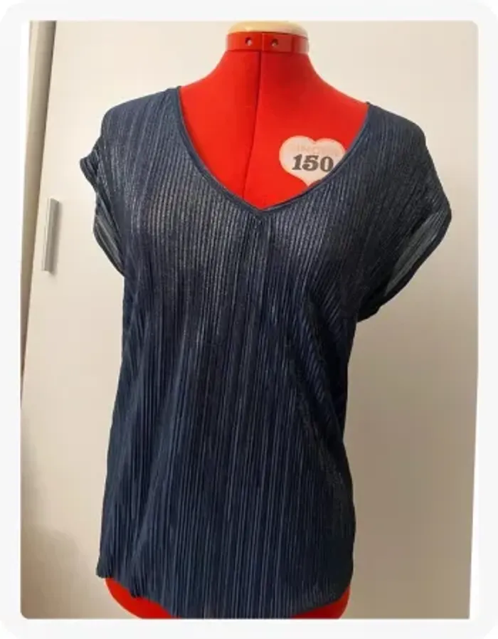 Top plissé dos nu bleu métallisé Promod