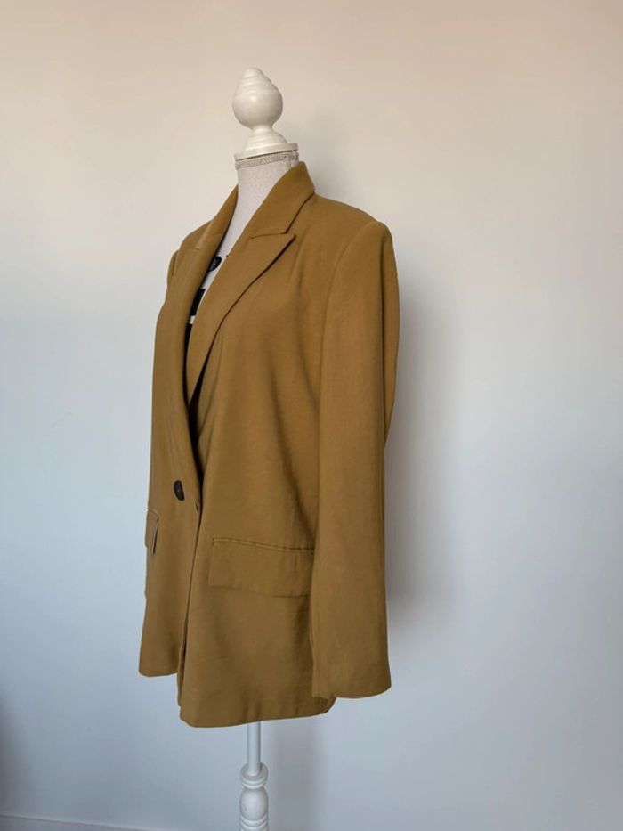 Blazer veste vest Zara long M manteau jas chaqueta Giacca abrigo Jaqueta tailleur perfecto jaune - photo numéro 3