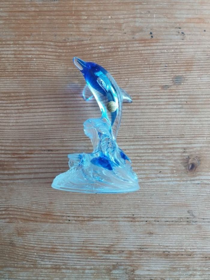 Sculpture en cristal - Cristal d'Arques - Dauphin sur une vague - photo numéro 1