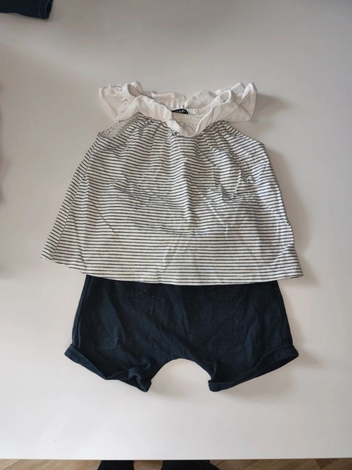 Ensemble short bleu et blanc